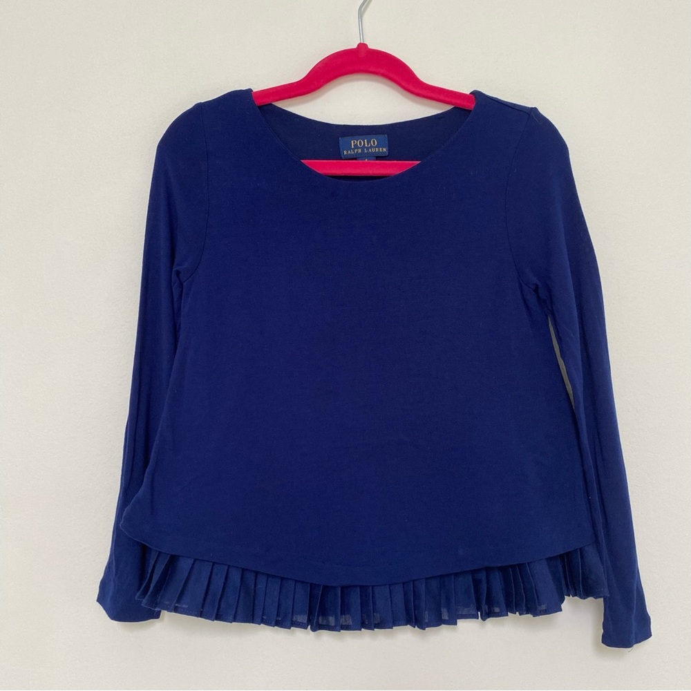 Polo Ralph Lauren Girls Pleated Top Blue Size 6